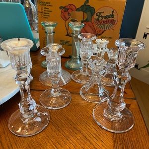 Vintage Glass Candlestick Holders